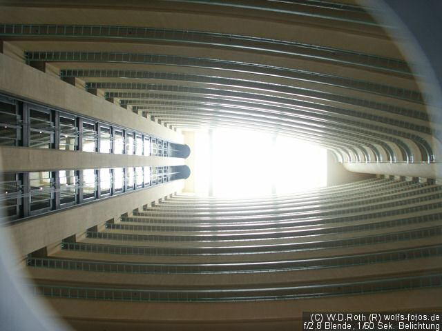 Blick von unten ins Hoteltreppenhaus